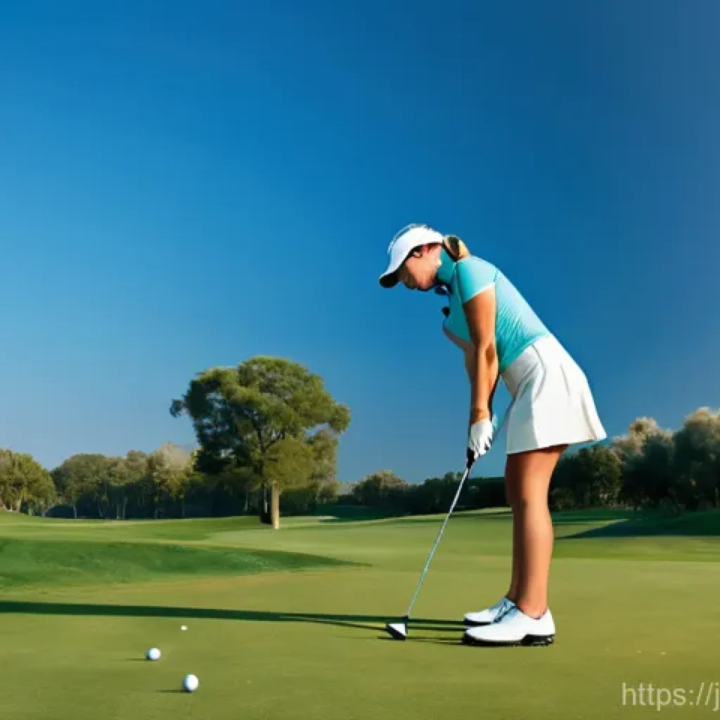 골프 프로의 전문 블로그 운영 사례 - **Prompt 1: Professional Golfer Demonstrating a Subtle Technique**
A focused professional female...